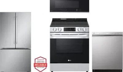 4 Piece Package Includes Refrigerator, Range, Microwave And Dishwasher