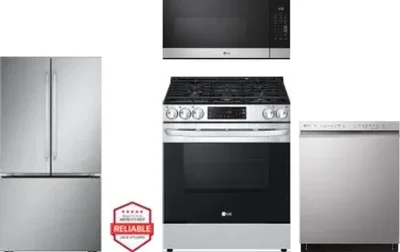 4 Piece Package Includes Refrigerator, Range, Microwave And Dishwasher