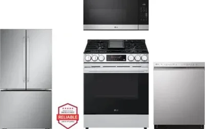 4 Piece Package Includes Refrigerator, Range, Microwave And Dishwasher