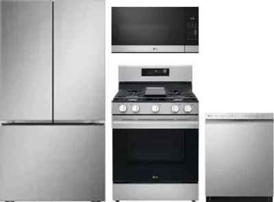 4 Piece Package Includes Refrigerator, Range, Microwave And Dishwasher