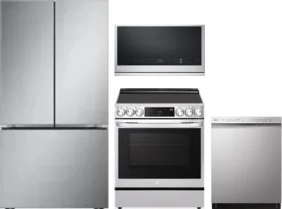 4 Piece Package Includes Refrigerator, Range, Microwave And Dishwasher