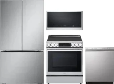 4 Piece Package Includes Refrigerator, Range, Microwave And Dishwasher