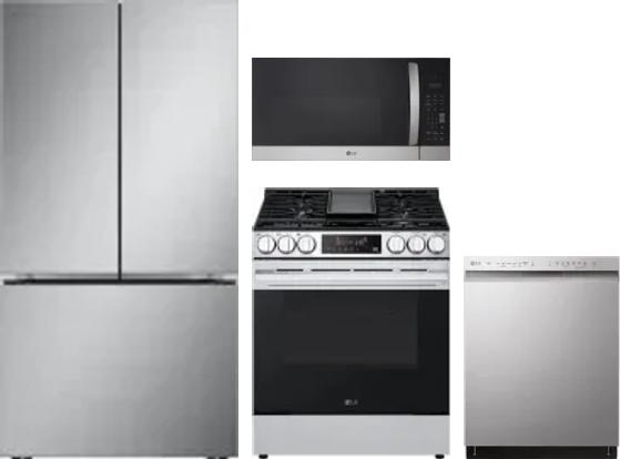 4 Piece Package Includes Refrigerator, Range, Microwave And Dishwasher