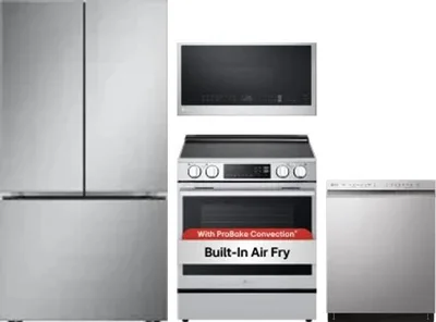 4 Piece Package Includes Refrigerator, Range, Microwave And Dishwasher