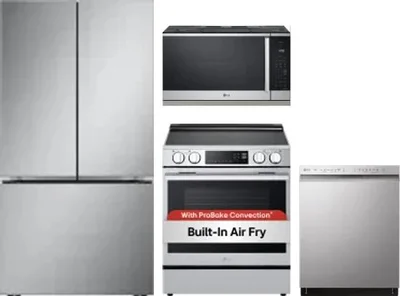4 Piece Package Includes Refrigerator, Range, Microwave And Dishwasher