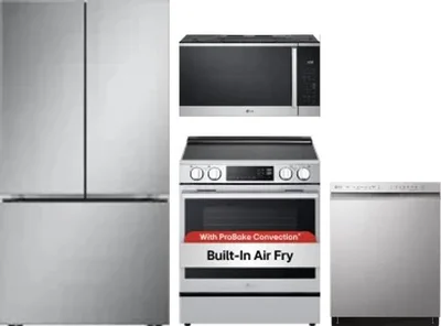 4 Piece Package Includes Refrigerator, Range, Microwave And Dishwasher