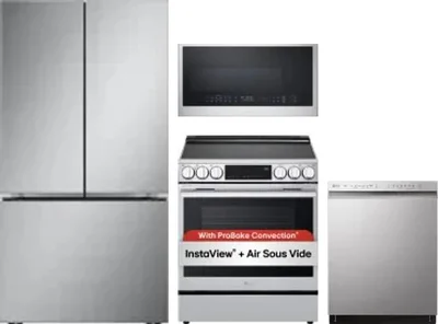 4 Piece Package Includes Refrigerator, Range, Microwave And Dishwasher