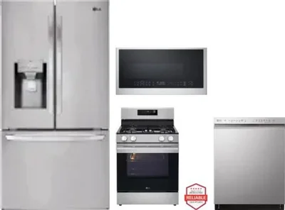 4 Piece Package Includes Refrigerator, Range, Microwave And Dishwasher