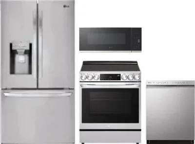4 Piece Package Includes Refrigerator, Range, Microwave And Dishwasher