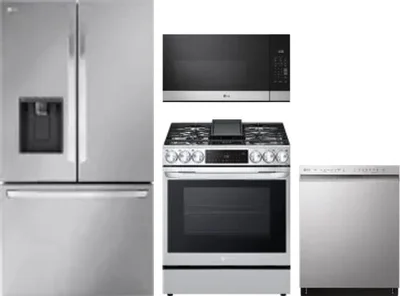 4 Piece Package Includes Refrigerator, Range, Microwave And Dishwasher