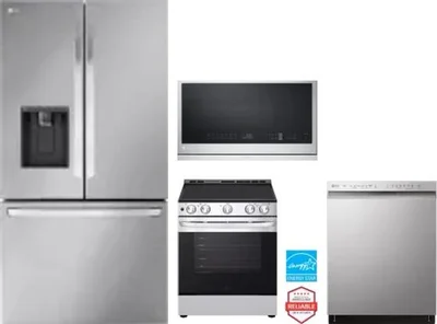 4 Piece Package Includes Refrigerator, Range, Microwave And Dishwasher