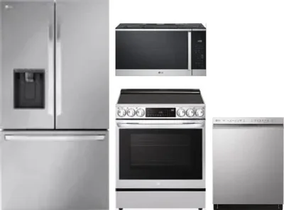 4 Piece Package Includes Refrigerator, Range, Microwave And Dishwasher