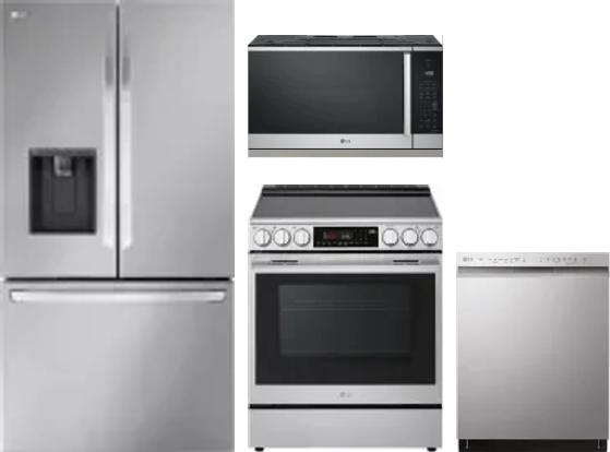 4 Piece Package Includes Refrigerator, Range, Microwave And Dishwasher