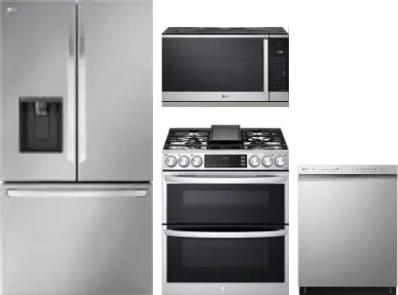 4 Piece Package Includes Refrigerator, Range, Microwave And Dishwasher