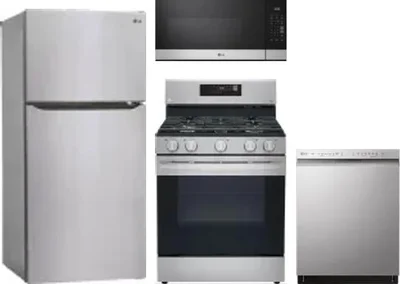 4 Piece Package Includes Refrigerator, Range, Microwave And Dishwasher