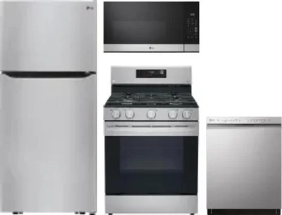 4 Piece Package Includes Refrigerator, Range, Microwave And Dishwasher