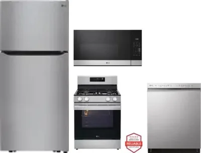 4 Piece Package Includes Refrigerator, Range, Microwave And Dishwasher