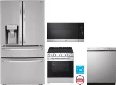 4 Piece Package Includes Refrigerator, Range, Microwave And Dishwasher