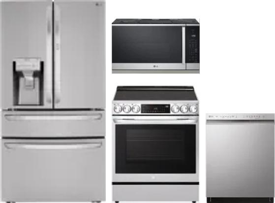 4 Piece Package Includes Refrigerator, Range, Microwave And Dishwasher