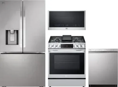 4 Piece Package Includes Refrigerator, Range, Microwave And Dishwasher
