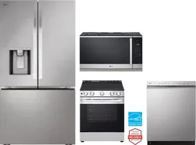 4 Piece Package Includes Refrigerator, Range, Microwave And Dishwasher