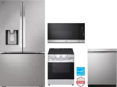 4 Piece Package Includes Refrigerator, Range, Microwave And Dishwasher