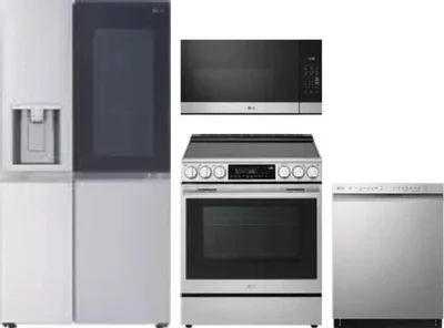 4 Piece Package Includes Refrigerator, Range, Microwave And Dishwasher