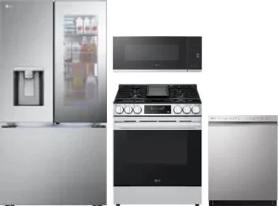 4 Piece Package Includes Refrigerator, Range, Microwave And Dishwasher