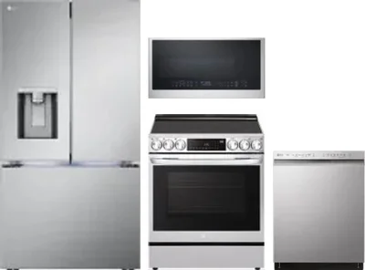 4 Piece Package Includes Refrigerator, Range, Microwave And Dishwasher