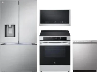 4 Piece Package Includes Refrigerator, Range, Microwave And Dishwasher