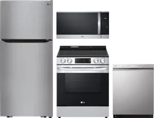 4 Piece Package Includes Refrigerator, Range, Microwave And Dishwasher
