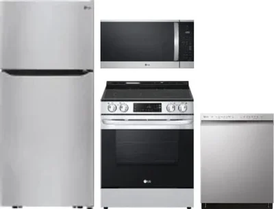 4 Piece Package Includes Refrigerator, Range, Microwave And Dishwasher