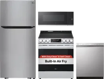 4 Piece Package Includes Refrigerator, Range, Microwave And Dishwasher