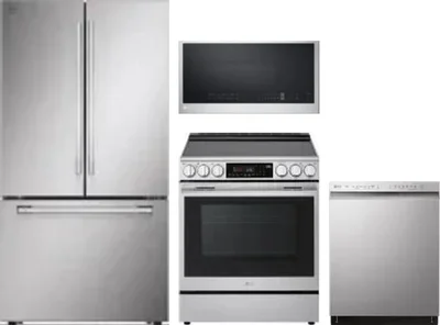 4 Piece Package Includes Refrigerator, Range, Microwave And Dishwasher
