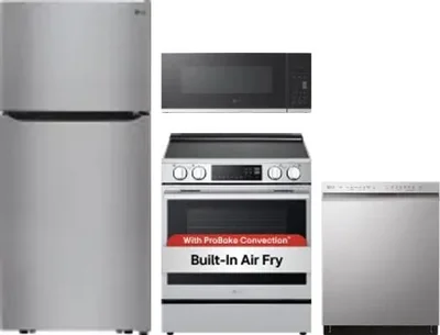 4 Piece Package Includes Refrigerator, Range, Microwave And Dishwasher