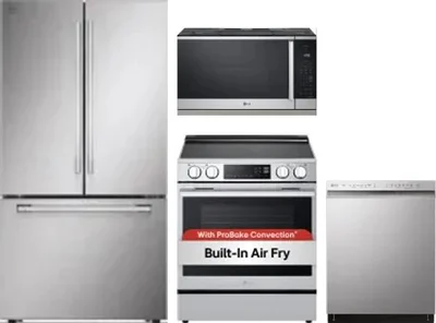 4 Piece Package Includes Refrigerator, Range, Microwave And Dishwasher