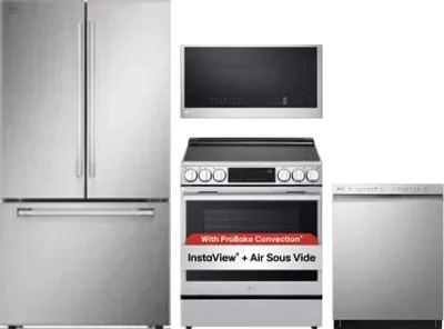 4 Piece Package Includes Refrigerator, Range, Microwave And Dishwasher