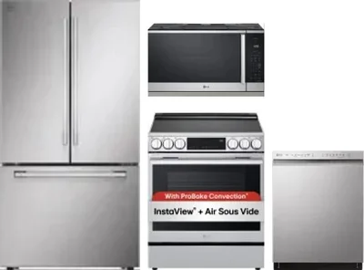 4 Piece Package Includes Refrigerator, Range, Microwave And Dishwasher