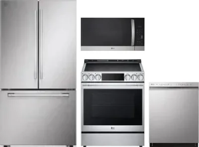 4 Piece Package Includes Refrigerator, Range, Microwave And Dishwasher