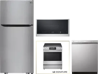 4 Piece Package Includes Refrigerator, Range, Microwave And Dishwasher