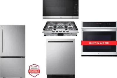 5 Piece Package Includes Refrigerator, Cooktop, Wall Oven, Microwave And Dishwasher