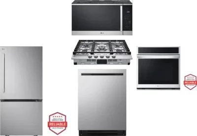 5 Piece Package Includes Refrigerator, Cooktop, Wall Oven, Microwave And Dishwasher