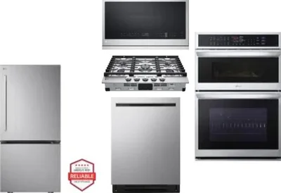 5 Piece Package Includes Refrigerator, Cooktop, Wall Oven, Microwave And Dishwasher