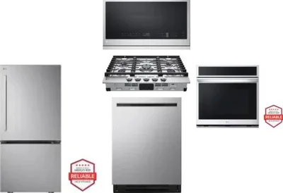 5 Piece Package Includes Refrigerator, Cooktop, Wall Oven, Microwave And Dishwasher