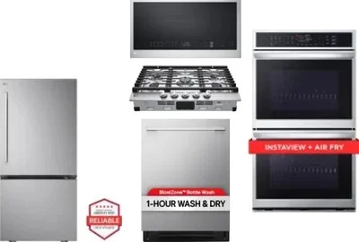 5 Piece Package Includes Refrigerator, Cooktop, Wall Oven, Microwave And Dishwasher
