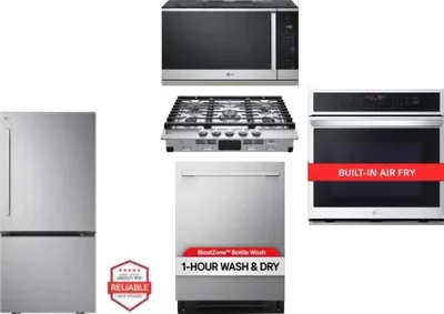 5 Piece Package Includes Refrigerator, Cooktop, Wall Oven, Microwave And Dishwasher