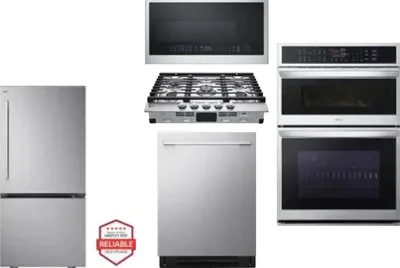 5 Piece Package Includes Refrigerator, Cooktop, Wall Oven, Microwave And Dishwasher