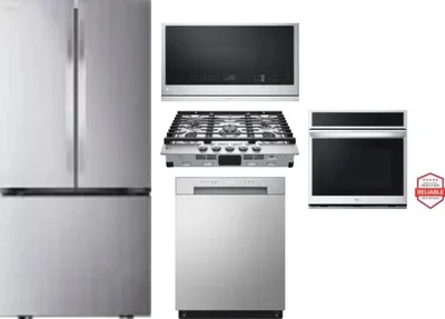 5 Piece Package Includes Refrigerator, Cooktop, Wall Oven, Microwave And Dishwasher