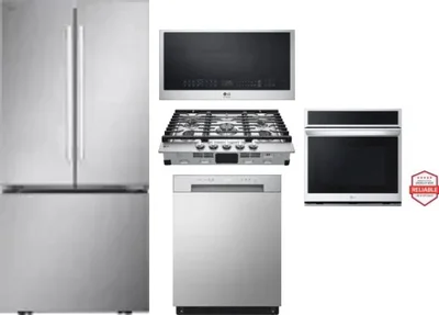 5 Piece Package Includes Refrigerator, Cooktop, Wall Oven, Microwave And Dishwasher