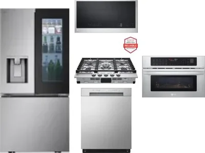 5 Piece Package Includes Refrigerator, Cooktop, Wall Oven, Microwave And Dishwasher